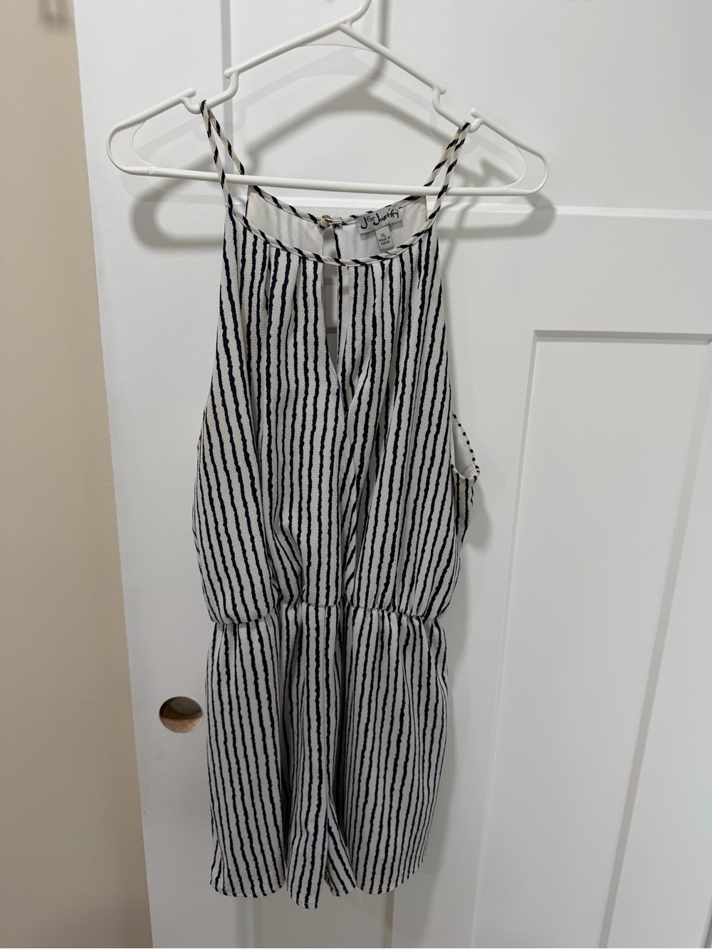 J for Justify Black & White Striped Romper